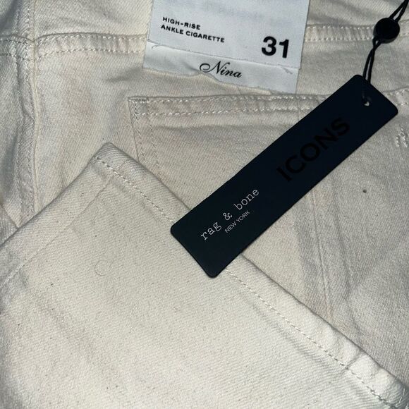 Rag & Bone High Rise Ankle Skinny Jeans NWT off white - Picture 9 of 12